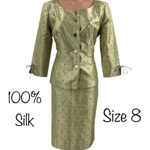 Maggy London Olive Silk Skirt Set